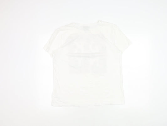 DKNY Women's White Floral T-Shirt, Medium, Casual Chic