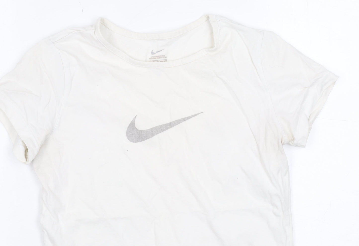 Nike Teens White Basic T-Shirt, L, Casual Summer Style