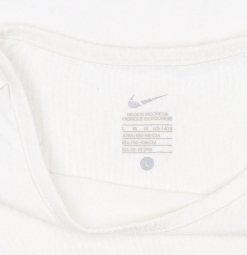 Nike Teens White Basic T-Shirt, L, Casual Summer Style