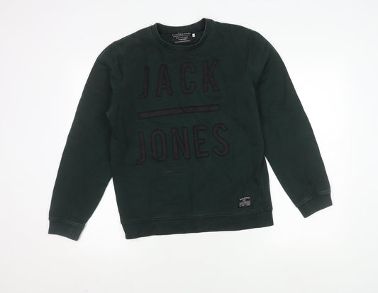 Mens UK S Regular JACK & JONES Green Pullover Sweatshirt