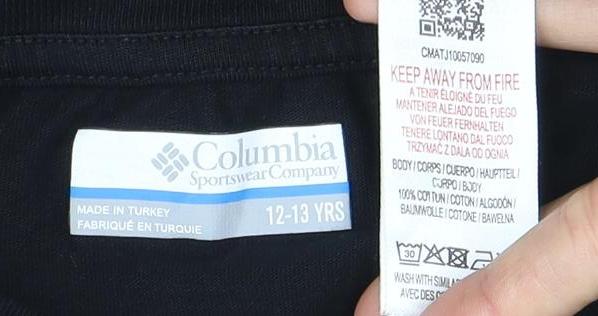 Columbia Boys Black Graphic Print T-Shirt 12-13 Years