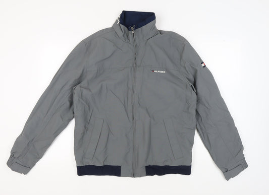 Tommy Hilfiger Grey Bomber Jacket, Men's Large, Casual