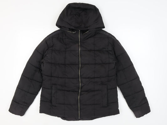 FatFace Women's Black Puffer Jacket UK 10 Hooded Winter