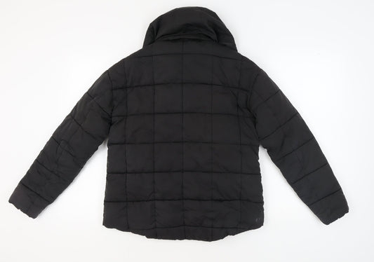 Fat Face Women's Black Puffer Jacket UK 10 Hooded Winter