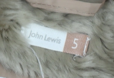 Brand and care label for John Lewis girls’ beige hooded puffer jacket -, size 5