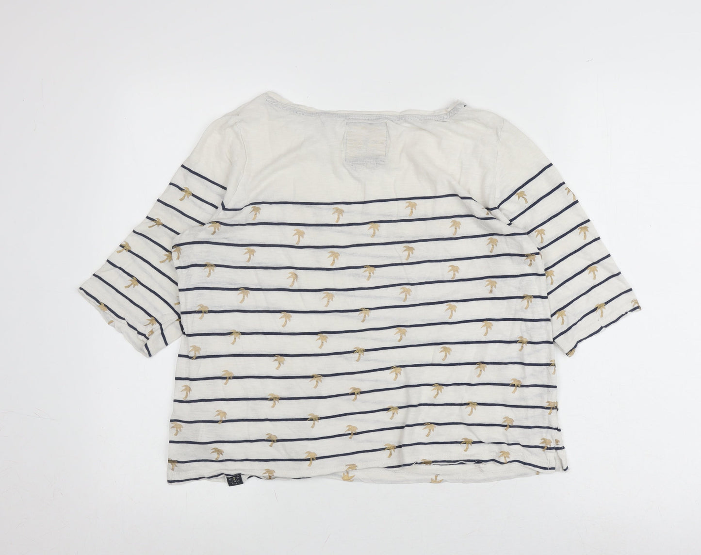 Superdry Women's White Striped T-Shirt, Nautical, Size M