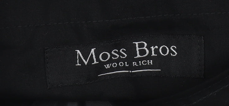 Moss Bros Men's Black Wool Trousers, Size 32R