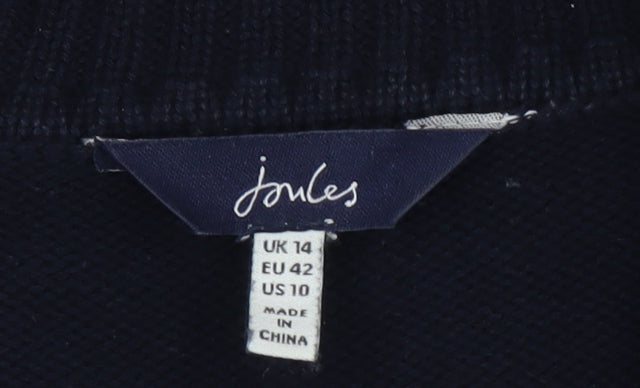 Joules Women's Black Striped Roll Neck Jumper Size 14