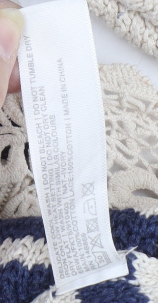 FatFace Women's Ivory Crochet Striped Pullover Jumper, Size 8