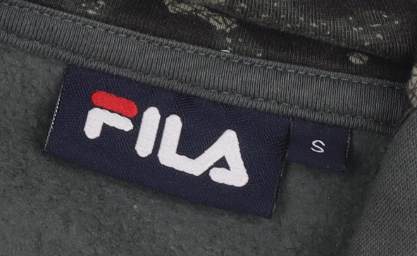 Fila Men's Grey Full Zip Hoodie, Size S, Logo Accents
