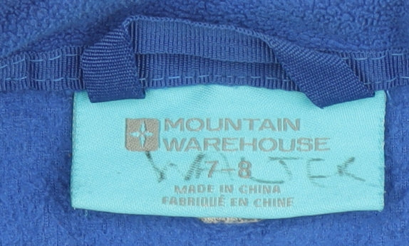 Close-up detail of Mountain Warehouse boys’ blue fleece jacket 7-8 years