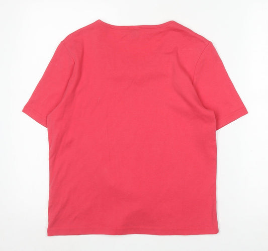 Eastex Women's Red Embroidered Cotton T-Shirt, Size 10