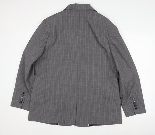 MNG Men's Grey Striped Blazer Jacket, 2XL, Business Formal