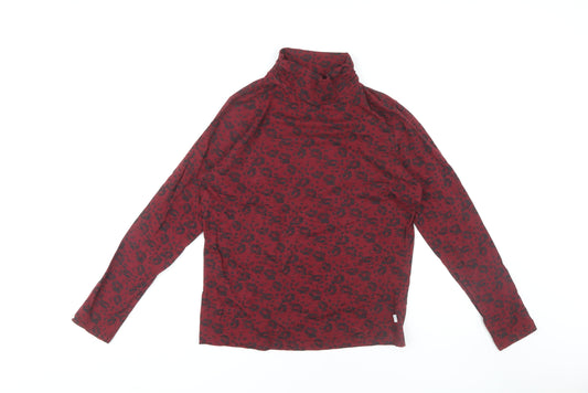 FatFace Women's Red Animal Print High Neck Top