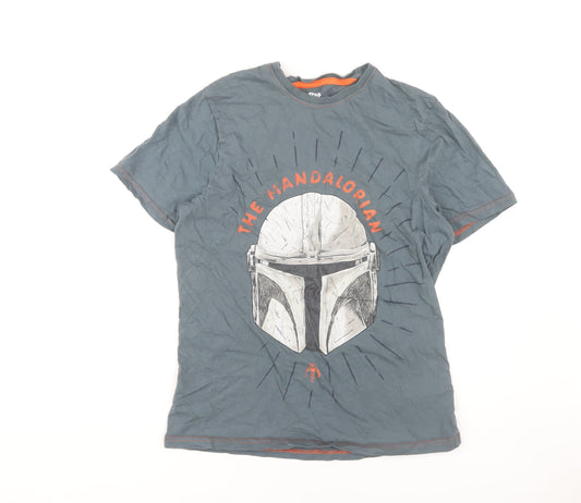 Star Wars Mandalorian Men's Grey Graphic Tee M