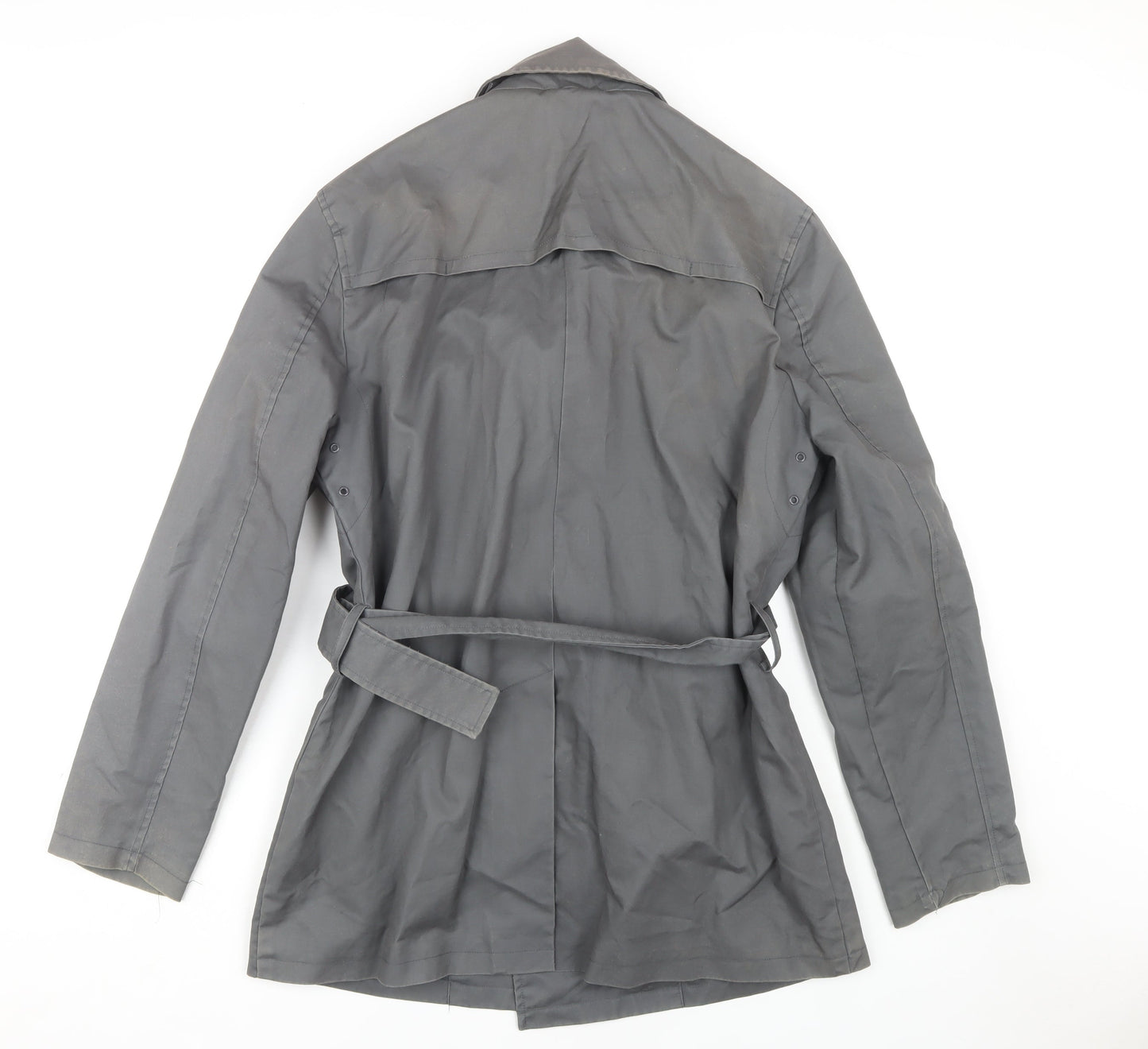 Jeff Banks Men's Grey Trench Coat Size L Belted Casual