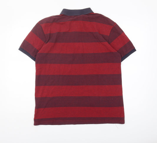 Jaeger Men's Red Striped Polo Shirt, Medium