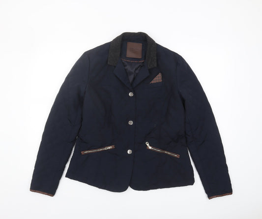 Massimo Dutti Women's Blue Quilted Jacket L