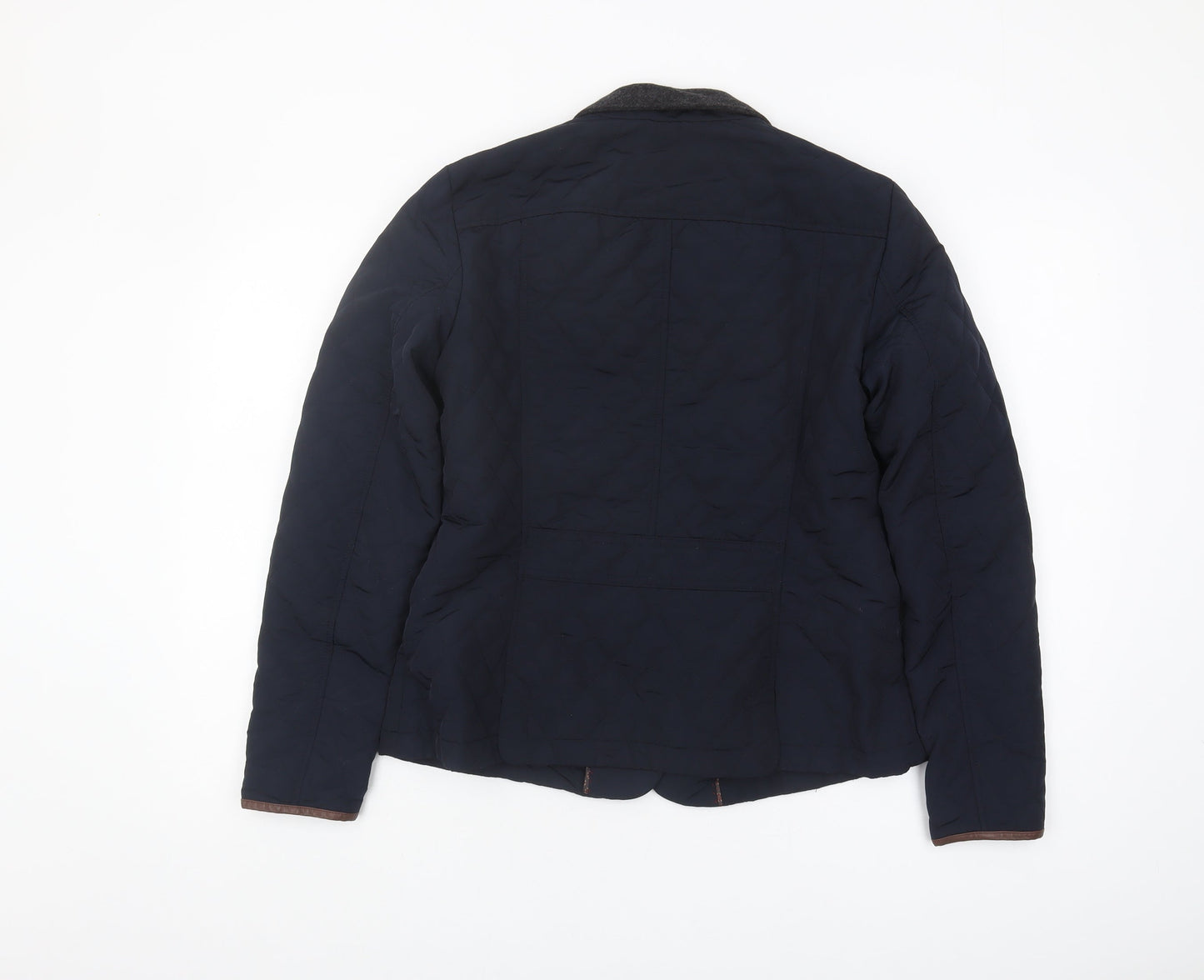 Massimo Dutti Women's Blue Quilted Jacket L