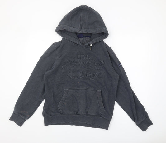 Womens UK 16 Regular Superdry Grey Pullover Hoodie