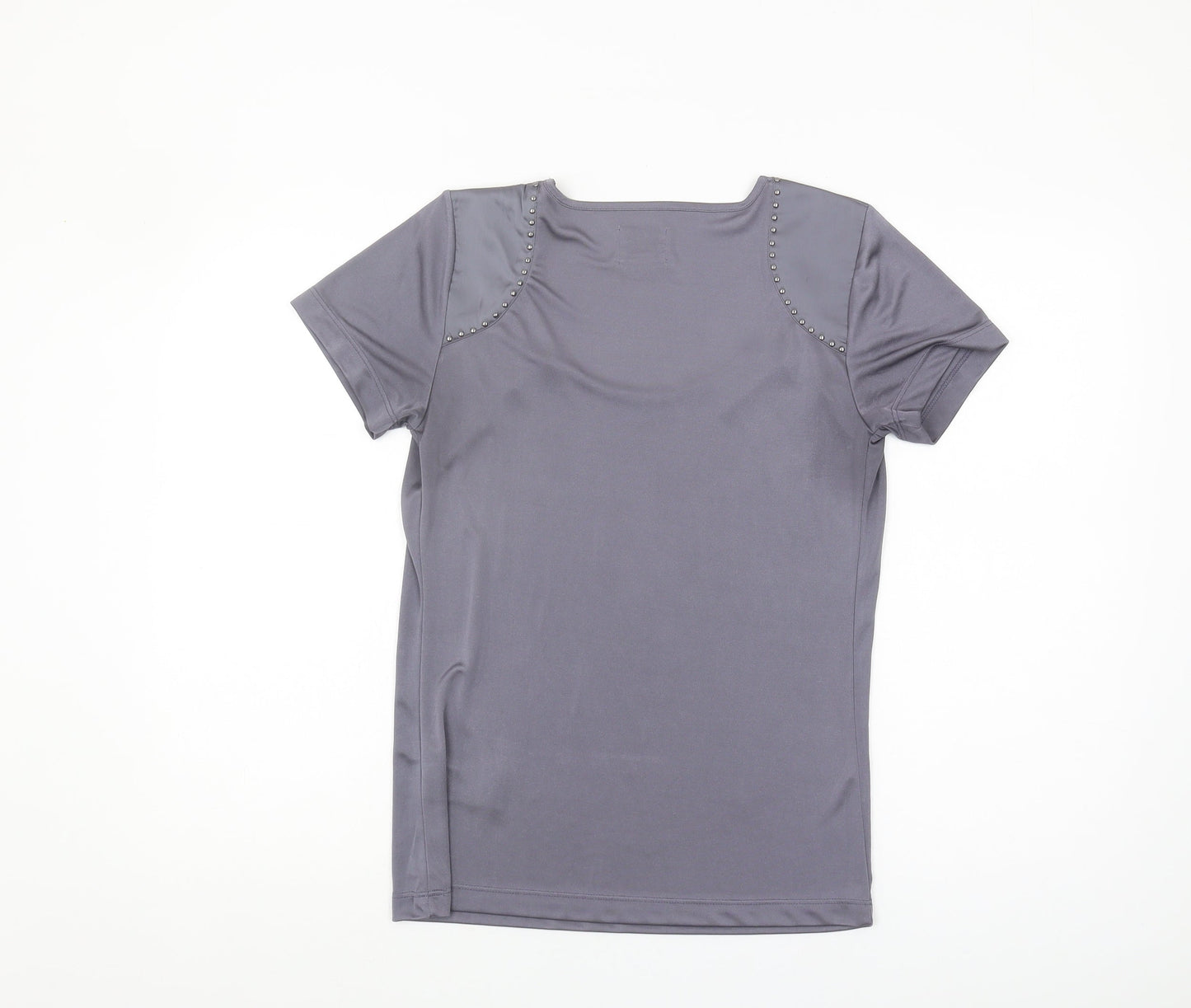 Reiss Women's Grey Studded Scoop Neck T-Shirt - Size S