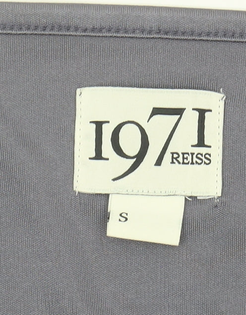Reiss Women's Grey Studded Scoop Neck T-Shirt - Size S