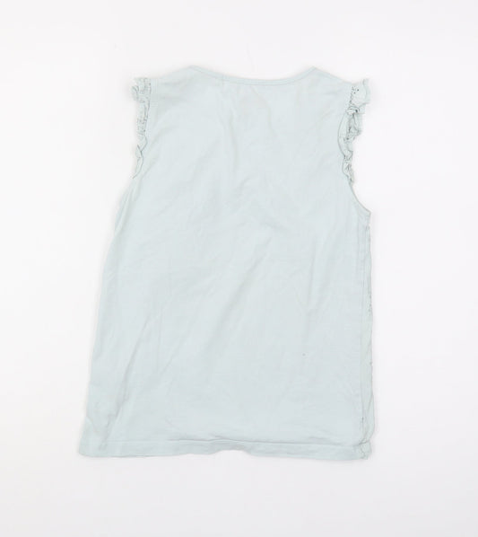 Boden Girls Blue Sleeveless Blouse - 11-12 Years, Ruffle Accent