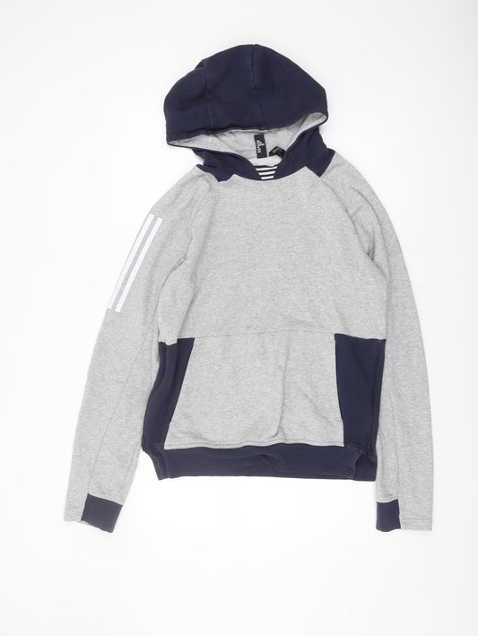 Adidas Men's Grey Pullover Hoodie, Size S