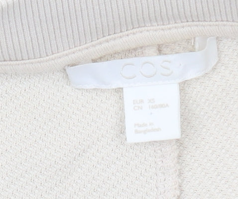 Brand and care label for COS Beige Women's 2XS Pullover Sweatshirt