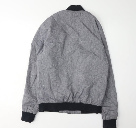 River Island Men's Grey Bomber Jacket, Size S, Casual Style