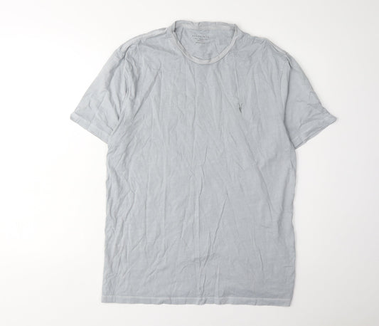 AllSaints Grey Crew Neck Men's T-Shirt, Size L, Regular Fit