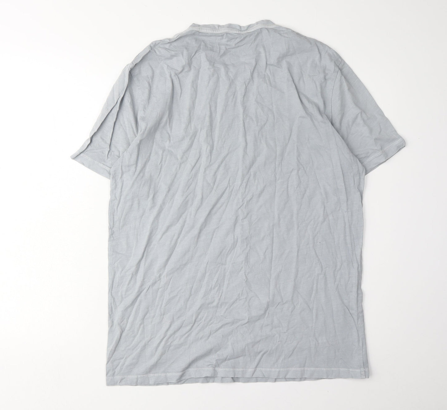 AllSaints Grey Crew Neck Men's T-Shirt, Size L, Regular Fit