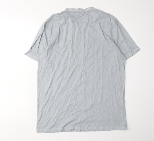 AllSaints Grey Crew Neck Men's T-Shirt, Size L, Regular Fit