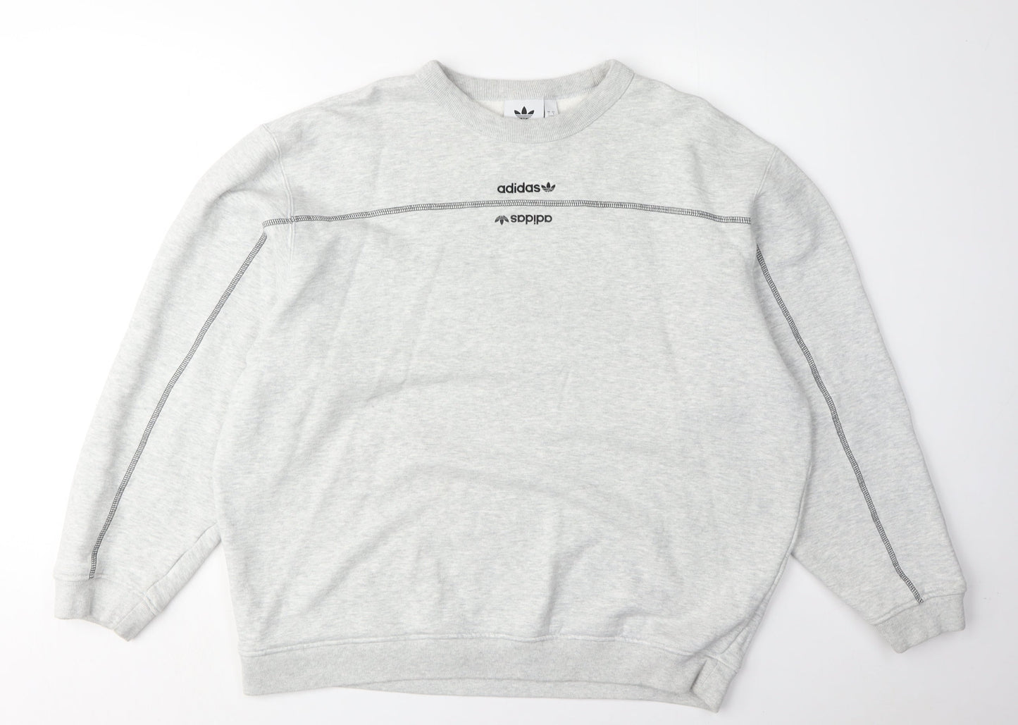Adidas Men's Grey Logo Pullover Sweatshirt