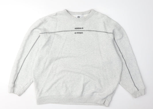 Adidas Men's Grey Logo Pullover Sweatshirt