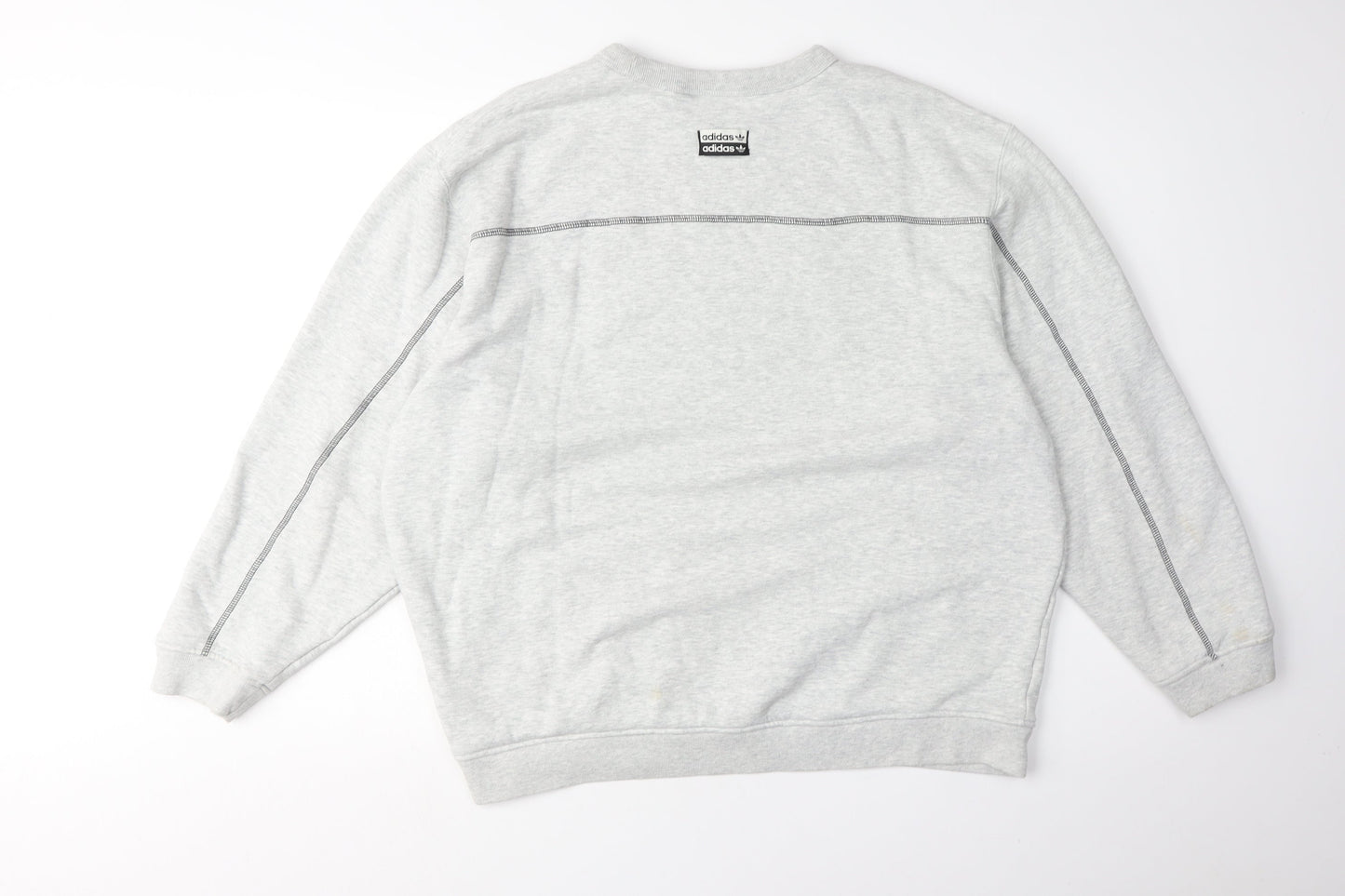 Adidas Men's Grey Logo Pullover Sweatshirt