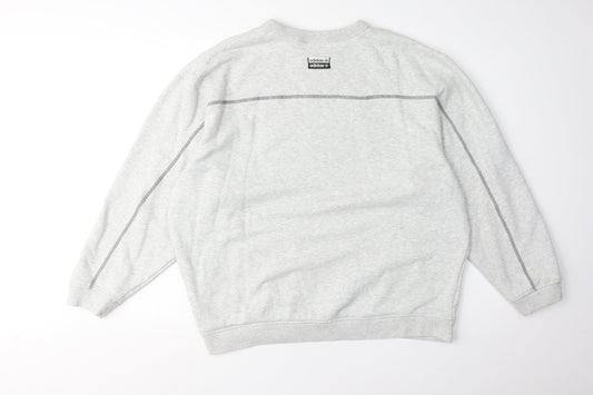 Adidas Men's Grey Logo Pullover Sweatshirt