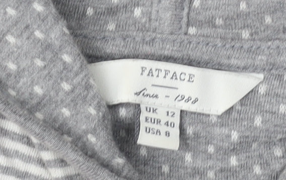 FatFace Women's Grey Striped Pullover Hoodie