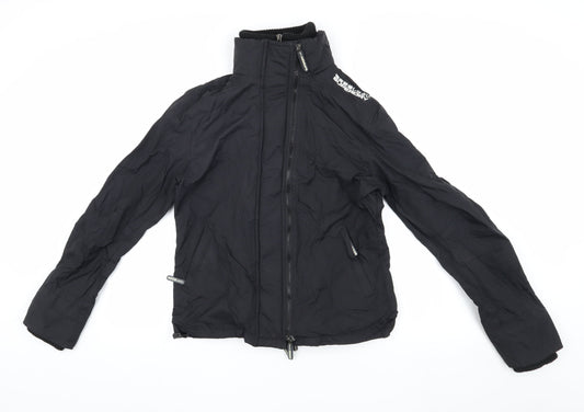 Superdry Boys Black Nylon Jacket L Long Sleeve Zip