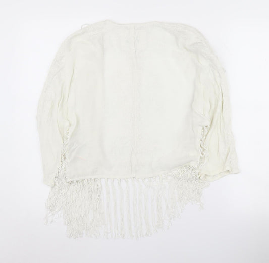 Superdry Women's White Shrug with Fringe Accents XS