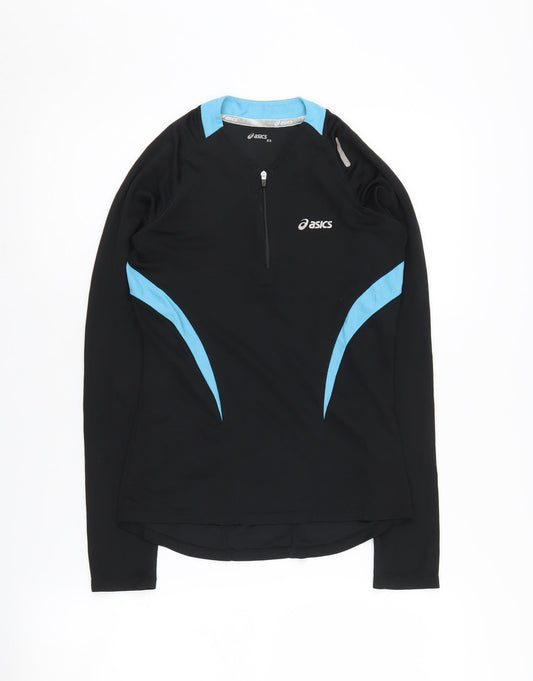Additional front view of Asics Women's XS Black Long Sleeve 1/4 Zip Top