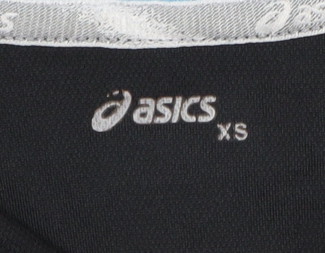 Brand and care label for Asics Women's XS Black Long Sleeve 1/4 Zip Top