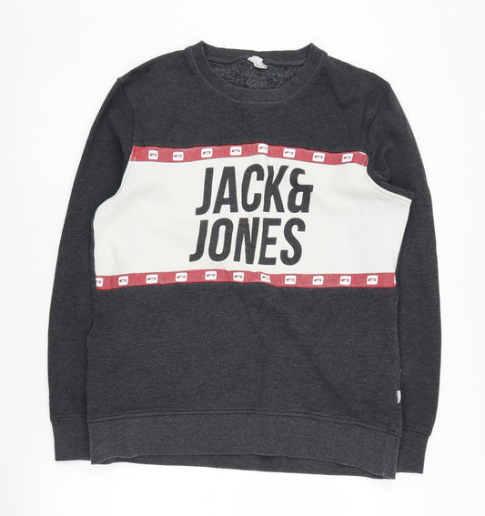 Mens UK L Regular JACK & JONES Grey Pullover Sweatshirt