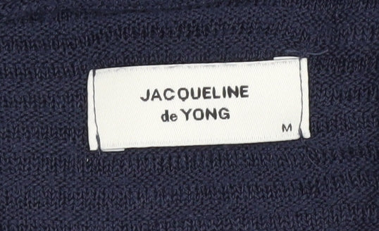 Close-up detail of Jacqueline de Yong Women's Blue Mock Neck Jumper, M