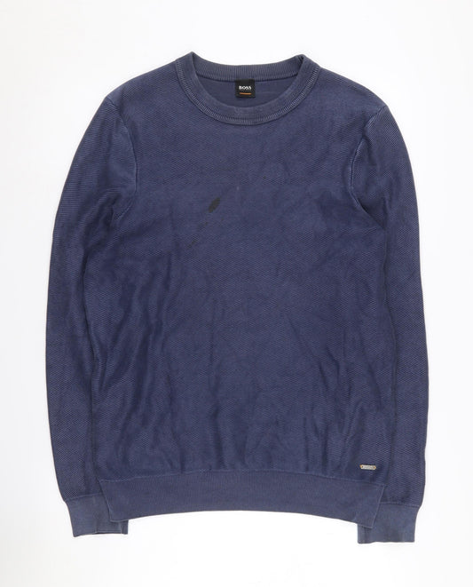 Hugo Boss Men's Blue Cotton Pullover Sweatshirt L