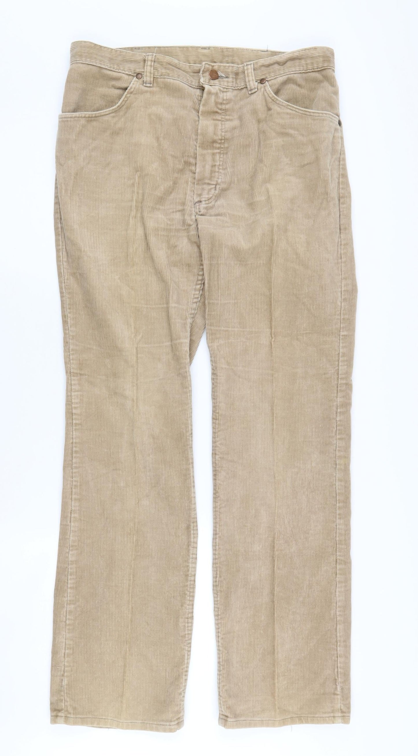 Wrangler Men's Beige Corduroy Straight Trousers 34
