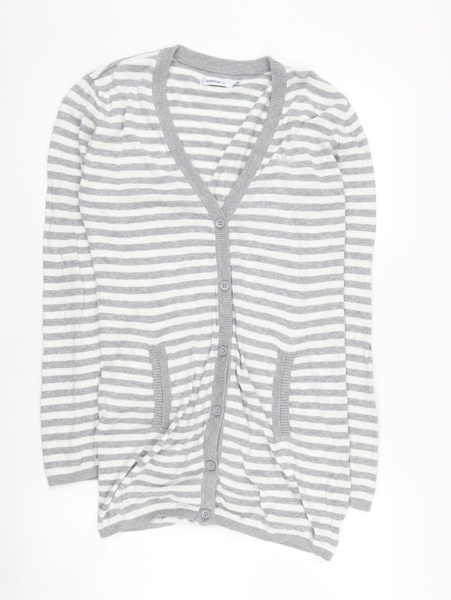 Adidas Women's Grey Striped Cardigan Size 10