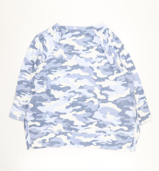 Calvin Klein Women's Blue Camo Sweatshirt L - Pullover
