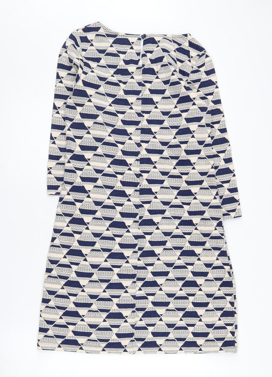 White Stuff Geometric Shift Dress Blue Size 10