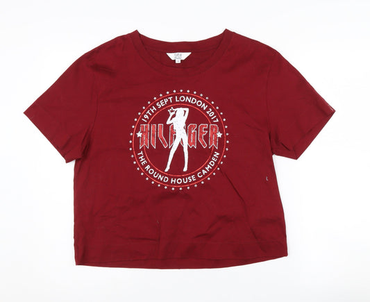 Tommy Hilfiger Women's Red Crop T-Shirt, Size Medium